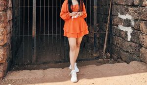 Chic Orange Ruffle Skort Dress