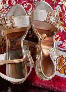 Gold Embellished Heeled Sandals