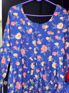 Blue Floral Print Kurta
