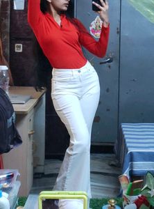 Flying Machine White Flared Jeans