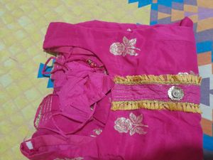 Beautiful Pink Kurta with Golden Embroidery
