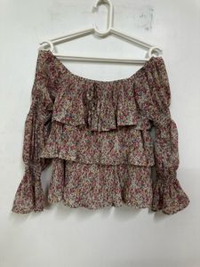 Floral Ruffle Bardot Top