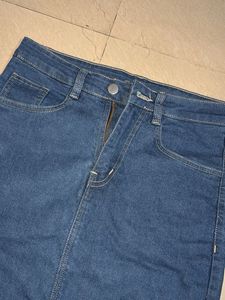 SAVANA Classic Blue Denim Straight Skirt