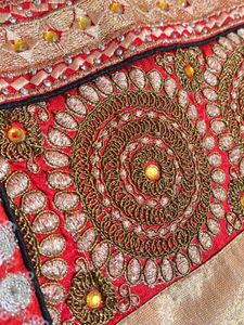 Red &amp; Green Embroidered Gown Set | SHALWAR KAMEEZ