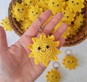 Cute Crochet Sun Keychain