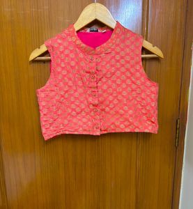 Banarsi Silk Brocade Crop Blouse/ Top