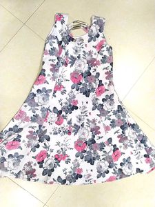 Floral A-Line Dress with Criss-Cross Back