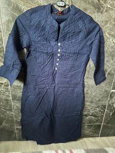 Navy Blue Cotton Kurta