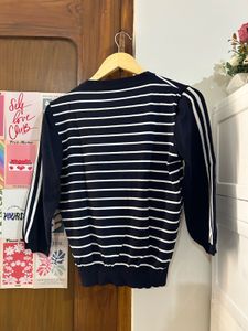 Striped Navy Blue Knit Top