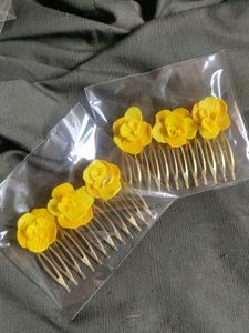 Yellow Flower Hair Combs