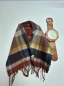 Cozy Plaid Scarf with Fringes