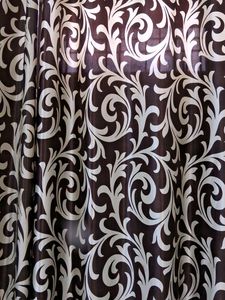 Door  🚪 Elegant Brown &amp; Cream Curtains of 1
