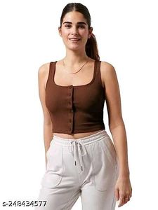 Ribbed Button-Up Crop Top
