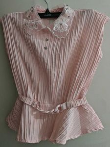 Pink Top with Embellished Collar - 30 Inch
