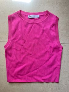 Zara Pink Sleeveless Knit Top
