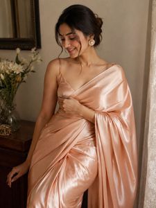 Elegant Peach Silk Saree