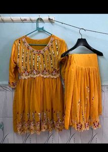 Embroidered Yellow Kurta Set