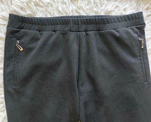 Black Designer-Style Trousers with Mesh&amp;Lace