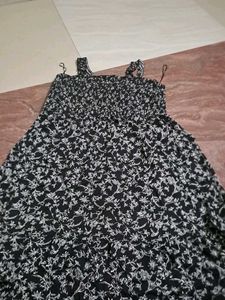 Black Floral Print Summer Dress