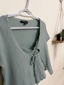 Sage Green Tie Up Top
