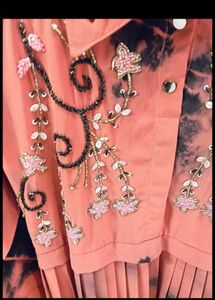 Stylish Pink Tie-Dye Kurta Set with Pleated Skirt