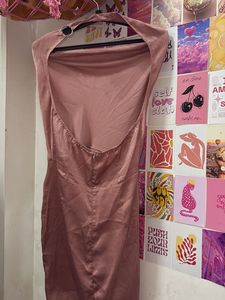 Satin Cowl Neck backless Mini Dress