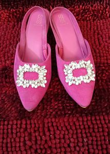 16. Sparkling Pink Slingback Heels