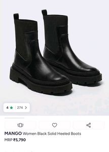 Mango Black Heeled Boots