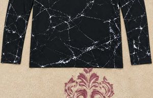 Black Marble Print V-Neck Top