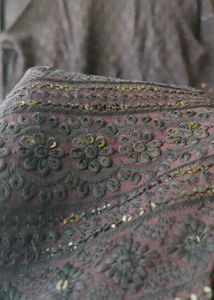 full chikankari Embellished Navy Blue long Kurta
