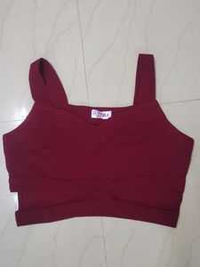 Chic Maroon Bandage Crop Top
