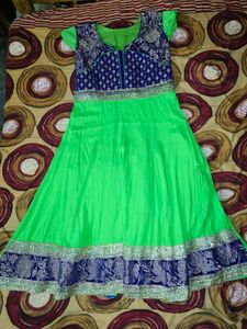Parrot Green Ethnic Anarkali Kurti