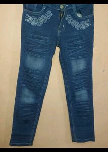 Embroidered Denim Jeans for Girls