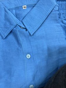 blue cotton plus size cordset