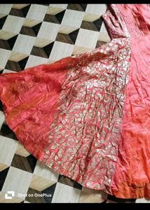 bust 38 Elegant Coral Embroidered Gown