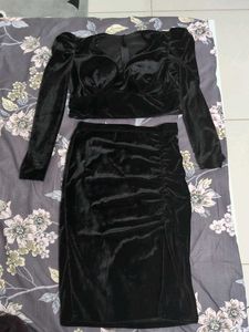 Elegant Black Velvet Co-ord Set