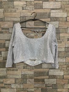 Sparkling Sequin backless blouse