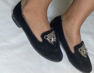 Black Velvet Slippers