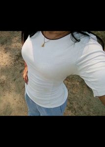 🤍Y2k classic White Ribbed Tee