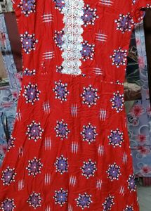 Red Floral Print Dress