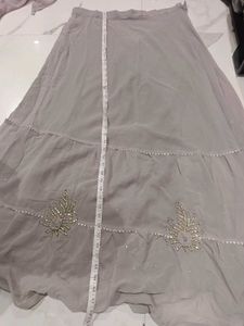 Beautiful grey Festive Dress &amp; Bottom Set