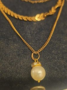 Gold Layered Necklace with Pearl Pendant