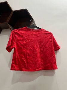 Red Print Cropped Top