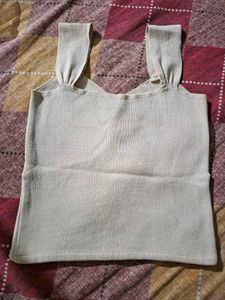 Cream Knit Cami Top with Buttons