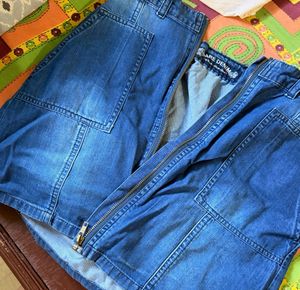 High-Waisted Denim Mini Skirt