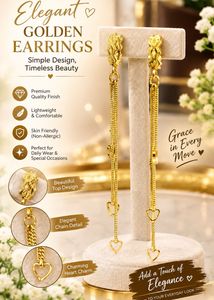 Gold Plated Heart Dangle Earrings