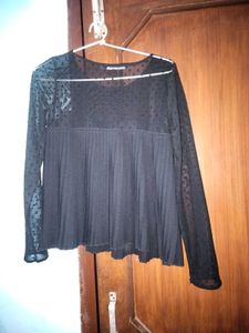 Sheer Black Polka Dot Top