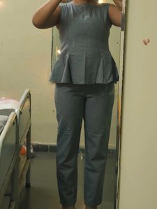Gray peplum short and pants