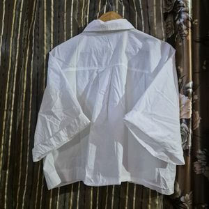 Zara White Cropped Shirt