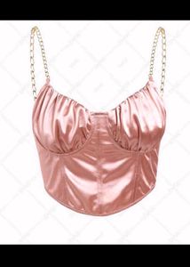 Blush Satin Chain Strap Corset Top